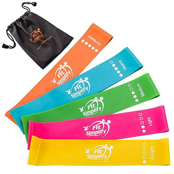 Fit Simplify Resistance Loop Exercise Bands Set of 5 Pink